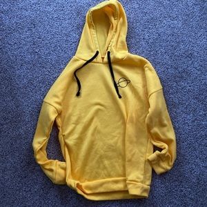 Yellow hoodie sweatshirt with planet design